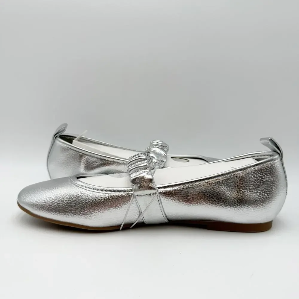 MIA Womens Uliana Ballet Flats Size 8 M EU 38.5 Silver Leather NWOB